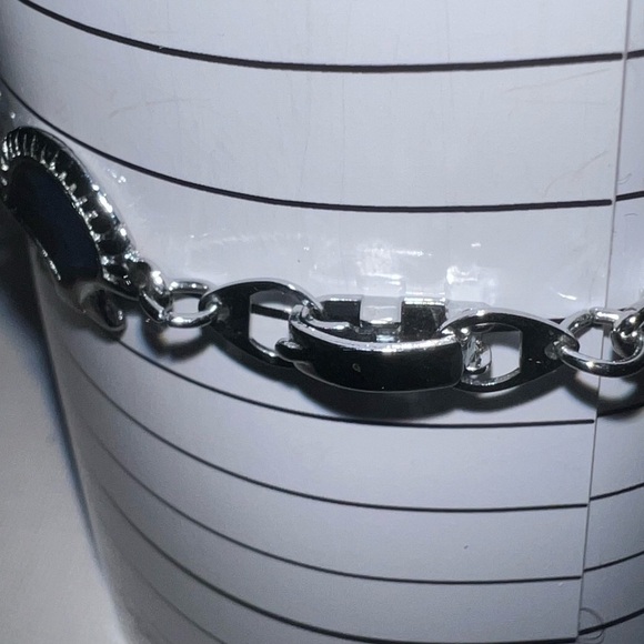 Abalone Shell Link Bracelet Silver Tone Colorful Iridescent Jewelry - Picture 3 of 4